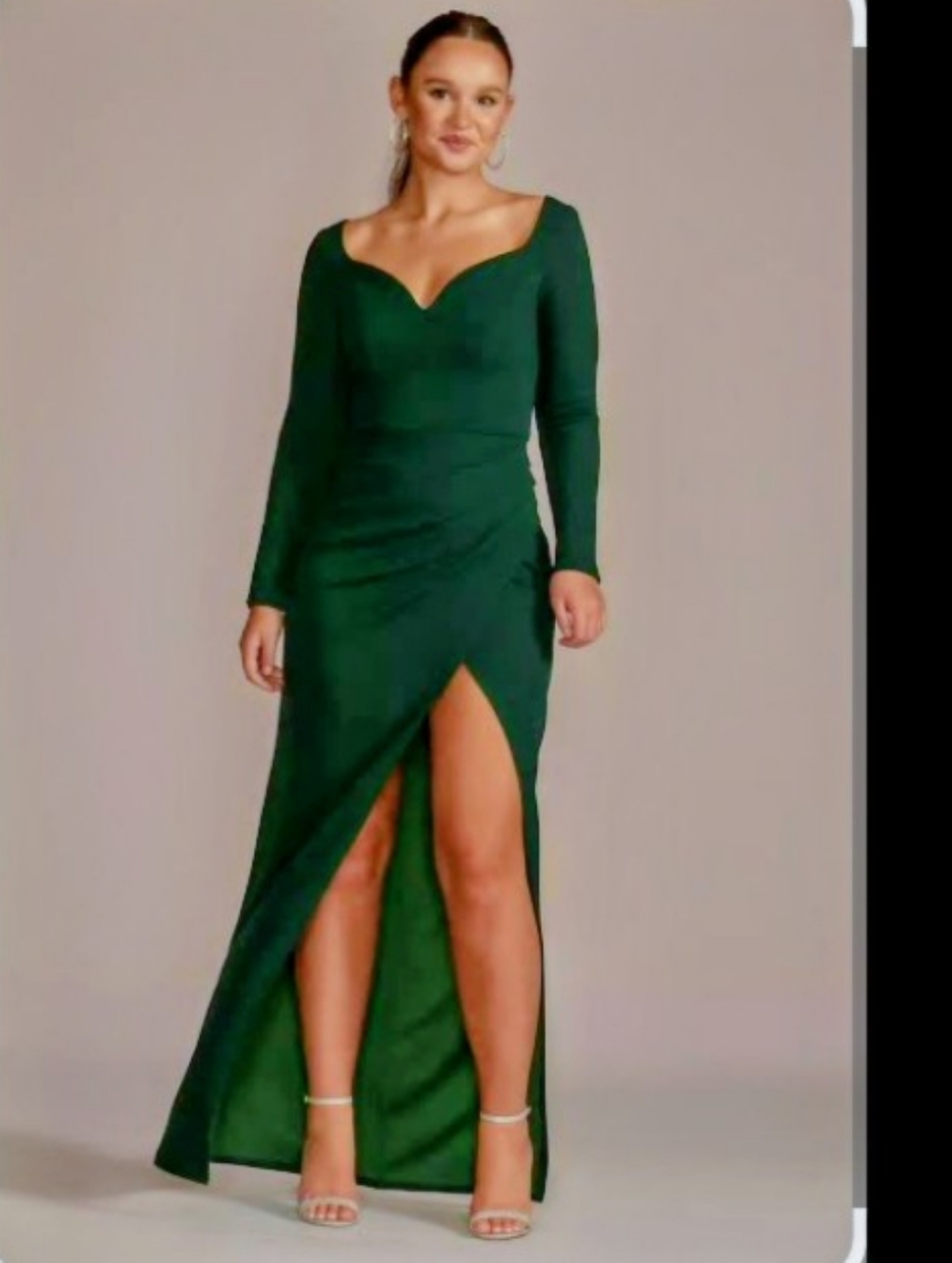 🆕 DB Studio Long Sleeve Sweetheart Crepe Dress with Slit
